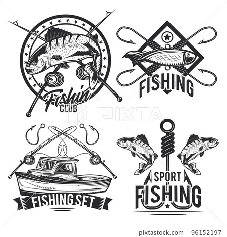Set of fishing emblems, labels, badges, logos. Isolated on white 96152197