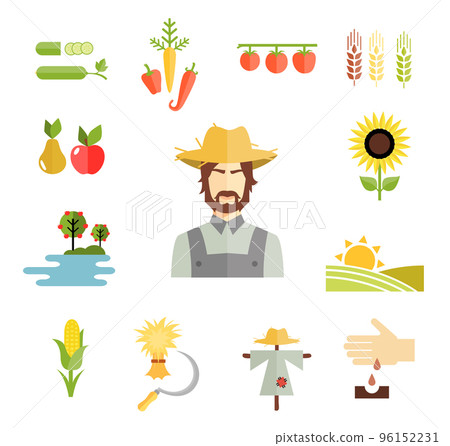 Farm icons for cultivating crops 96152231