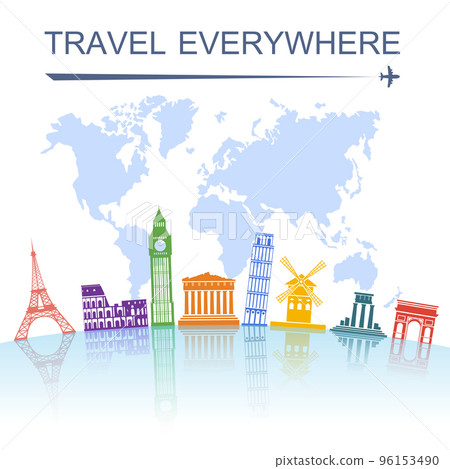 Travel landmark concept poster print Travel landmark concept poster print 96153490