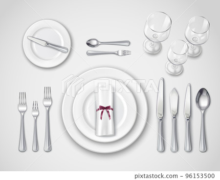 Table Setting Realistic Top View Table Setting Realistic Top View 96153500