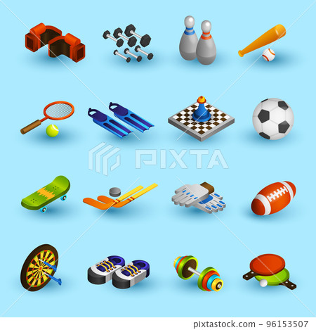 Sport equipment icons set 96153507