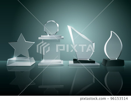 Glass Trophies Background Reflection Realistic Image 96153514