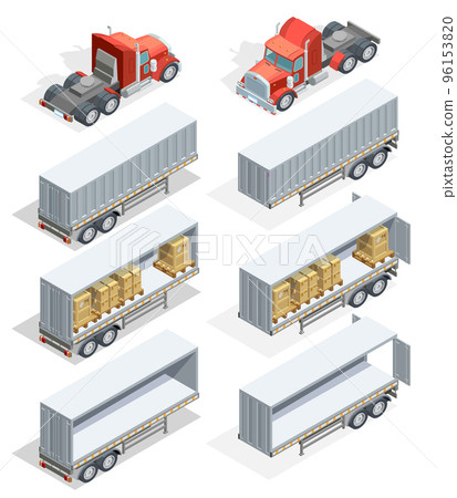 Truck Isometric Icon Set Truck Isometric Icon Set 96153820