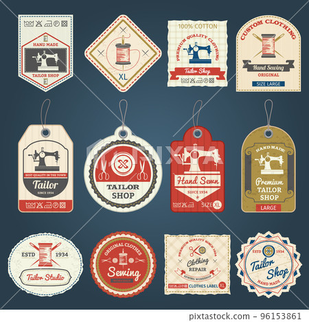 Tailor shop badges labels icons set Tailor shop badges labels icons set 96153861