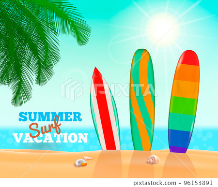 Summer Surfing Vacation Composition 96153891