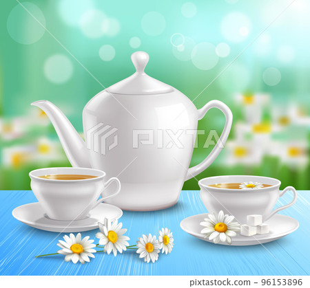 Teapot And Cups Composition Teapot And Cups Composition 96153896