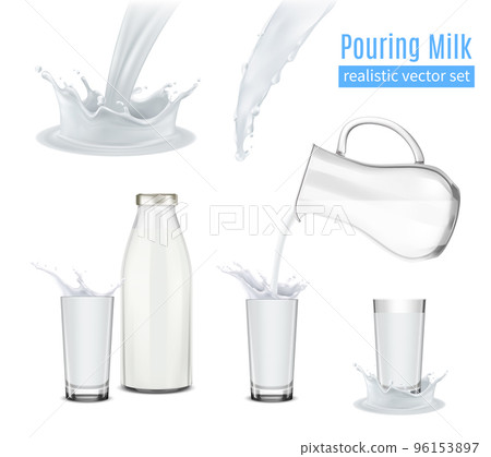 Pouring Milk Realistic Composition Pouring Milk Realistic Composition 96153897