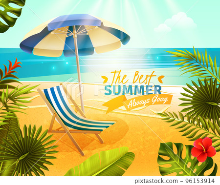 Tropical Resort Cartoon Illustration 96153914