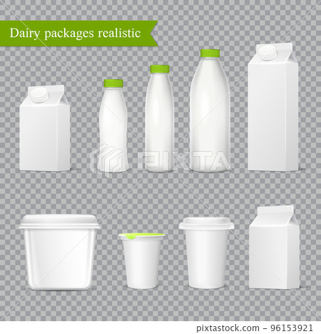 Realistic Dairy Packaging Transparent Set Realistic Dairy Packaging Transparent Set 96153921