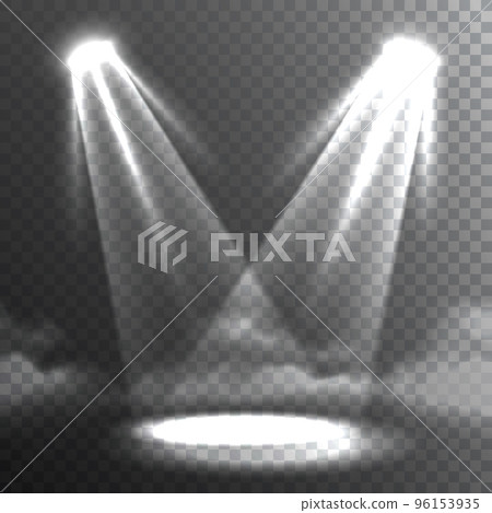 Two White Lights Beams Meet Banner Two White Lights Beams Meet Banner 96153935