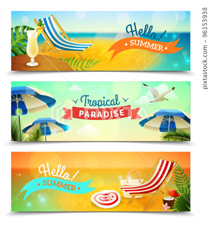 Tropical Beach Banners Set 96153938