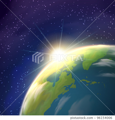 Sunrise Earth Space View Realistic Poster Sunrise Earth Space View Realistic Poster 96154006