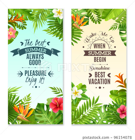 Tropical Plants 2 Colorful Vacation Banners 96154078