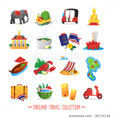 Thailand Travel Flat Icons Collection Thailand Travel Flat Icons Collection 96154146