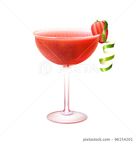 Strawberry daiquiri cocktail realistic 96154201