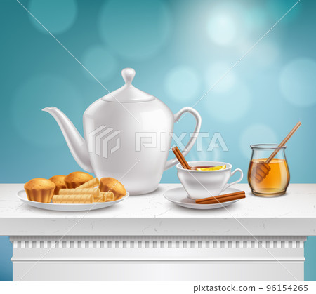 Teapot Honey Jar Realistic Set 96154265