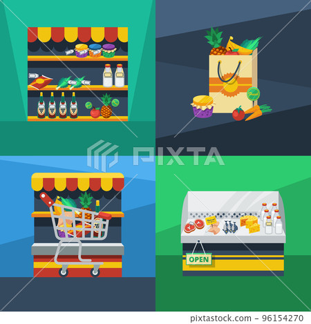Supermarket 2x2 Flat Design Concept Supermarket 2x2 Flat Design Concept 96154270