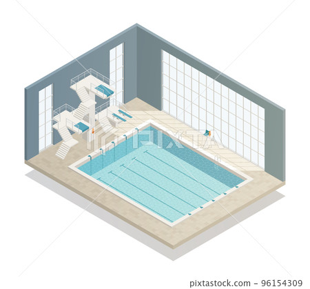 Swimming Pool Indoor Isometric Composition 96154309