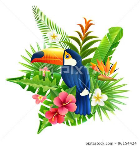Tropical Flowers Illustration 96154424