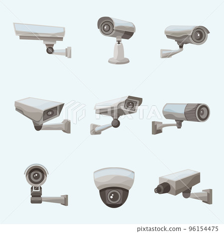 Surveillance Camera Realistic Icons 96154475