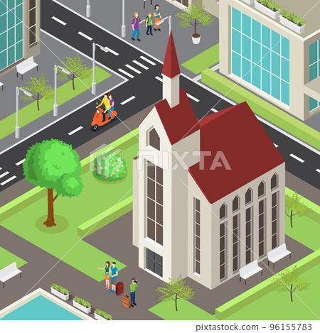 Tourist Sightseeing Isometric Template 96155783
