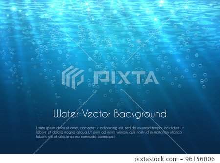 Deep blue water vector background with bubbles 96156006