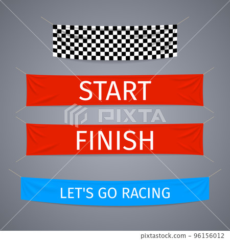 Start and finish textile banners vector set 96156012