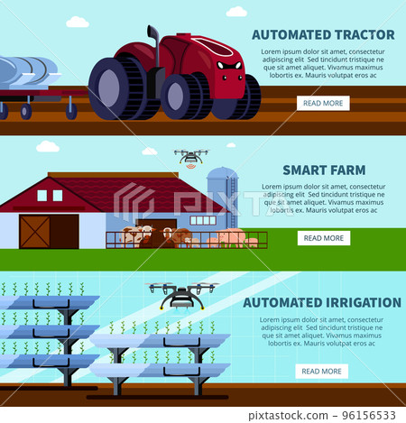 Smart Farming Orthogonal Flat Banners Smart Farming Orthogonal Flat Banners 96156533