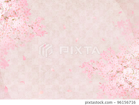 美麗的櫻花-粉紅色-格子圖案-日本紙壁紙-華麗背景素材框 美麗的櫻花-粉紅色-格子圖案-日本紙壁紙-華麗背景素材框 96156716