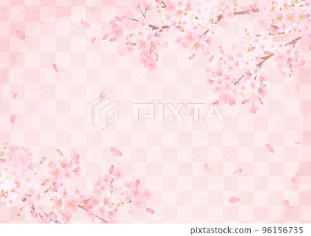 美麗的櫻花-粉紅色-格子圖案-日本紙壁紙-華麗背景素材框 美麗的櫻花-粉紅色-格子圖案-日本紙壁紙-華麗背景素材框 96156735