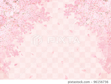 Beautiful cherry blossoms-Pink color-Checkered pattern-Japanese paper wallpaper-Gorgeous background material frame Beautiful cherry blossoms-Pink color-Checkered pattern-Japanese paper wallpaper-Gorgeous background material frame 96156736