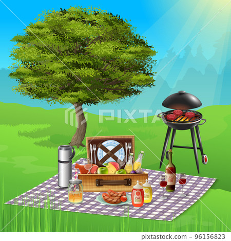 BBQ Realistic Illustration 96156823