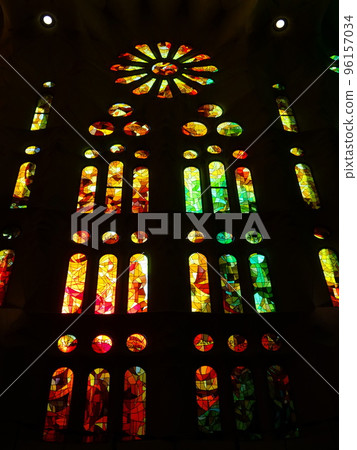 [Spain] Sagrada Familia Colorful stained glass in the cathedral (Barcelona) 96157034
