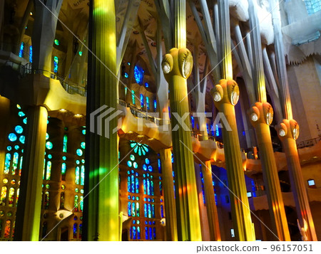 [Spain] Sagrada Familia Colorful stained glass in the cathedral (Barcelona) 96157051