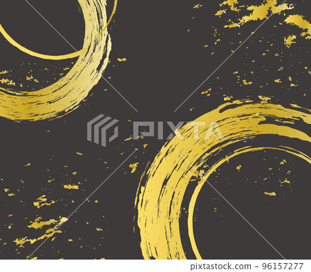 Brush circle background illustration material Vector Japanese style New Year's card material Yen Gold leaf 96157277