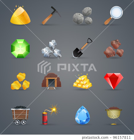 Mining Game Icons 96157811