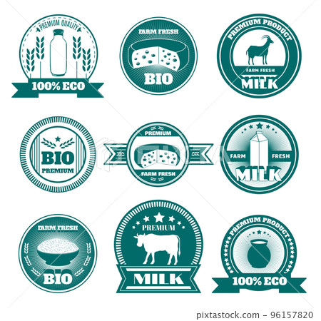 Eco farm milk dairy products emblems Eco farm milk dairy products emblems 96157820