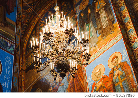 Saint Petersburg, Russia - July 24, 2022: the orthodox church inside Saint Petersburg, Russia - July 24, 2022: the orthodox church inside 96157886
