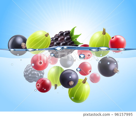 Realistic Colorful Berries Background Realistic Colorful Berries Background 96157995