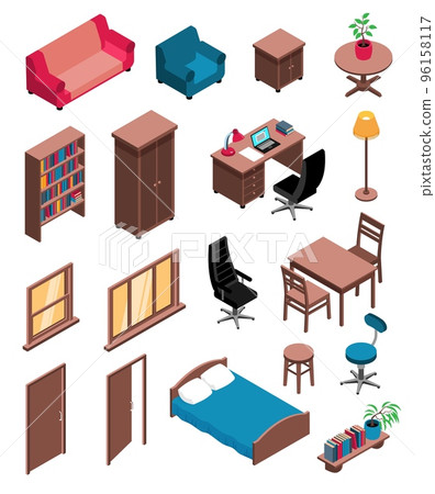 Interior Items Isometric Set Interior Items Isometric Set 96158117