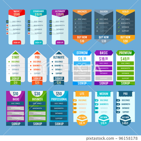 Pricing Table Templates Set Pricing Table Templates Set 96158178