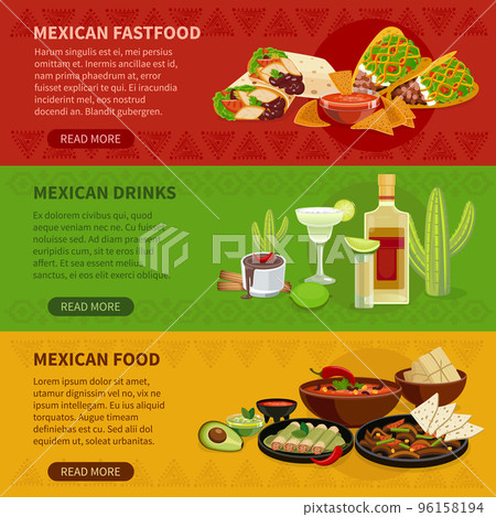 Mexican Food 3 Horizontal Banners Set Mexican Food 3 Horizontal Banners Set 96158194