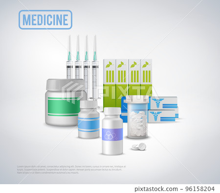 Realistic Medical Supplies Background Realistic Medical Supplies Background 96158204