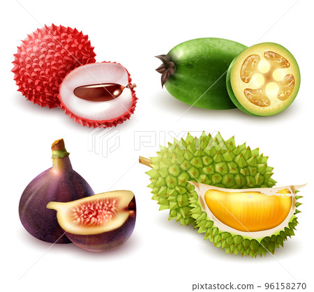 Realistic Exotic Fruits Set 96158270