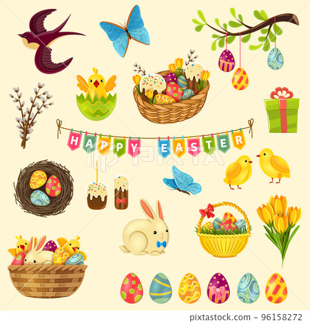 Easter Symbols Set 96158272