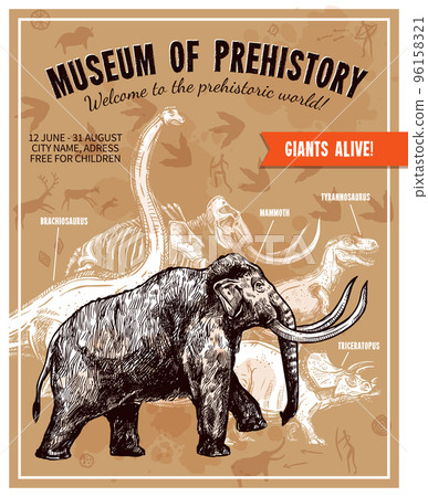 Sketch Hand Drawn Mammoth Illustration Poster 96158321
