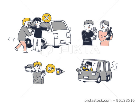 Illustration set for drunk driving prevention Illustration set for drunk driving prevention 96158516