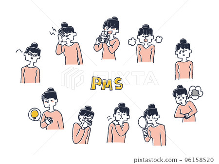 患有 PMS 的女性的插圖集 患有 PMS 的女性的插圖集 96158520