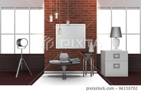 Realistic Loft Interior Realistic Loft Interior 96158702