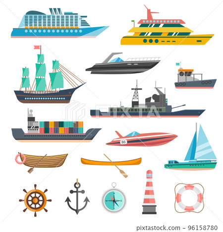 Ships Icons Set 96158780